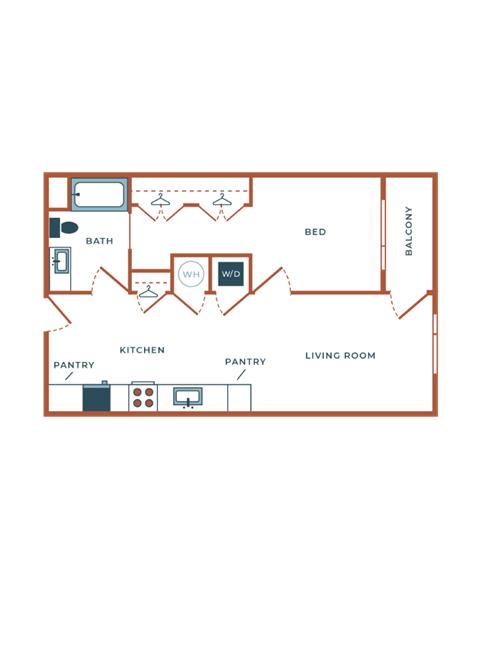 the living room floor plan of a 1 bedroom apartment