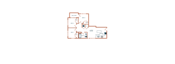 the unit plan of residence has two bedrooms and two bathrooms