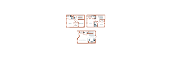 two floor plans of a house with a living room and a dining room