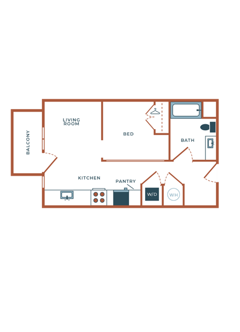 the unit plan furnished with two bedrooms and two baths