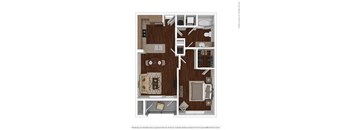 1 bed 1 bath floor plan at Auxo at Memorial, Houston, 77024
