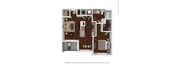 1 bed 1 bath floor plan Dat Auxo at Memorial, Texas, 77024