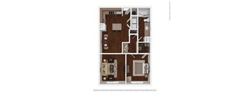 1 bed 1 bath floor plan H at Auxo at Memorial, Houston, Texas