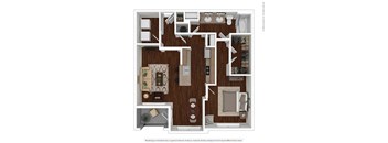 1 bed 1 bath floor plan Lat Auxo at Memorial, Houston, TX, 77024