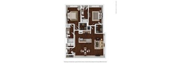 2 bed 2 bath floor plan B at Auxo at Memorial, Houston, TX, 77024