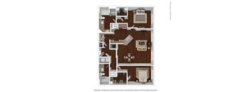 2 bed 2 bath floor plan F at Auxo at Memorial, Houston