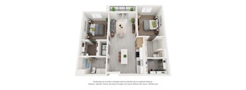 a 1 bedroom floorplan is shown in this rendering