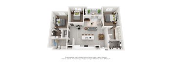 a 1 bedroom floorplan is shown in this rendering
