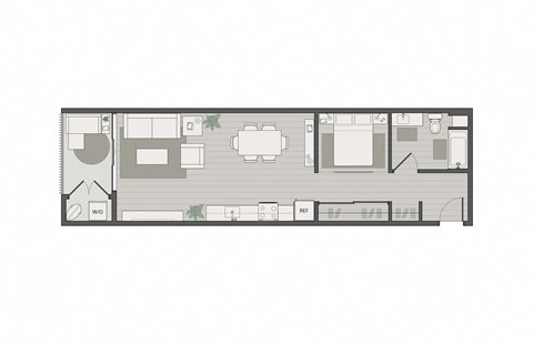 a floor plan of a small house with furniture on it