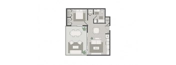 a floor plan of a house with a bedroom and a living room
