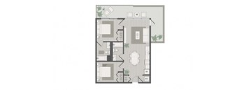a floor plan of a small apartment with a bedroom and a living room