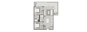 a floor plan of a small apartment with a bedroom and a living room