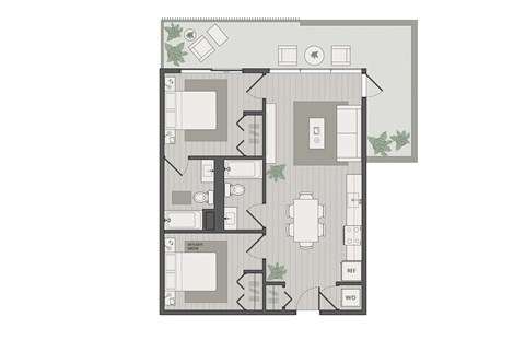 a floor plan of a small apartment with a bedroom and a living room