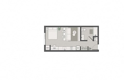a floor plan of a small apartment with a sliding glass door