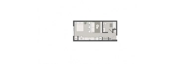 a floor plan of a small apartment with a sliding glass door