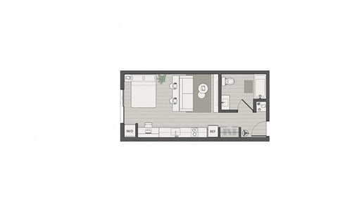 a floor plan of a small apartment with a sliding glass door