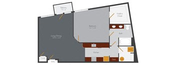 a conceptual diagram of a floor plan with a bedroom and a living room