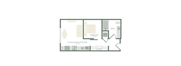 the illustration of the furnished floor plan of a house
