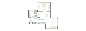 a floor plan of a living room and a bedroom