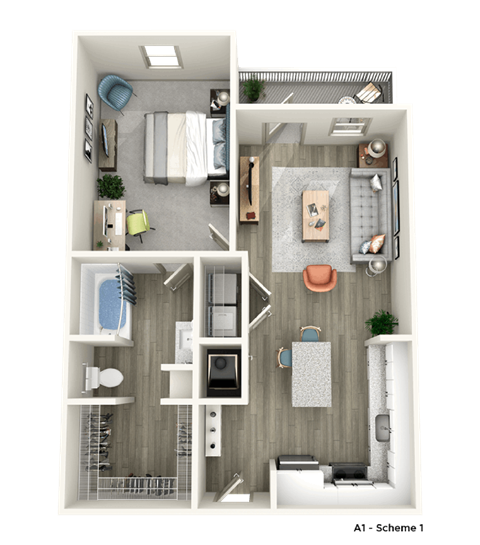 a1 floor plan  1 bedroom  129