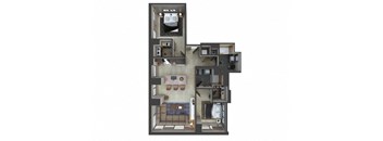 a floor plan of a house with a bedroom and a living room