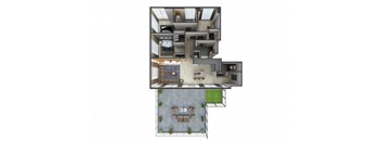 3d floor plan of a 2100 sq ft house