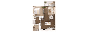 a 1 bedroom floor plan with a bathroom and a living room
