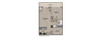 a plan of a floor plan with a bedroom and a kitchen