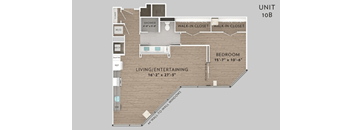 a floor plan of a unit with a bedroom and a living room