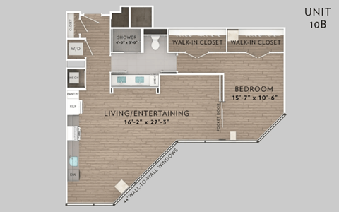 a floor plan of a unit with a bedroom and a living room