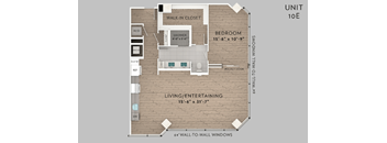 a floor plan of a unit with a bedroom and a bathroom