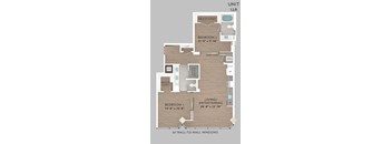a floor plan of a unit with a bedroom and a bathroom