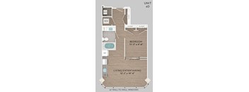 a floor plan of a unit with a bedroom and a bathroom