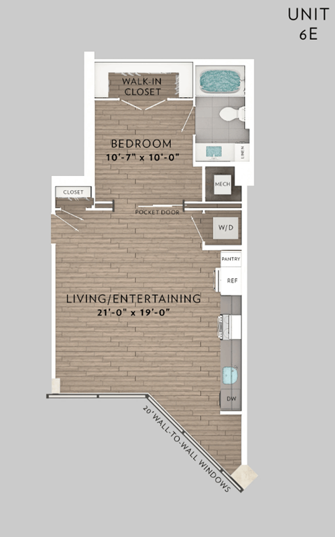 a floor plan of a unit with a bedroom and a bathroom