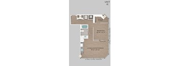 a floor plan of a unit with a bedroom and a bathroom