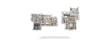 a floor plan of a town house with a bedroom and a living room