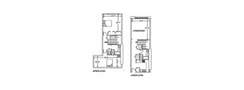floor plan of a two story house with two bedrooms and a loft