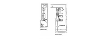 a floor plan of a house with two bedrooms and a living room