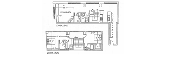 a floor plan of a house with bedrooms and a living room