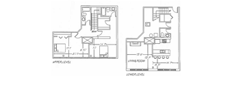 the floor plan of the second and third floors of a town house