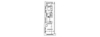 diagram of the floor plan of a 555 sq ft house