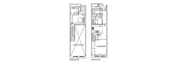 floor plans for two bedroom townhomes with a loft and a living room