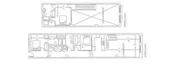 a floor plan and a line drawing of a house