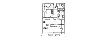 a floor plan of a house with a living room and a dining room