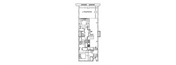 a floor plan of a home with a bedroom and a living room