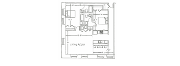 a floor plan of a small house with a living room