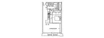 a floor plan of a house with a living room and a dining room
