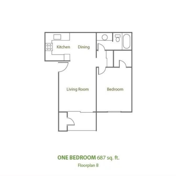 a 1 bedroom floor plan  apartments one bedroom eq