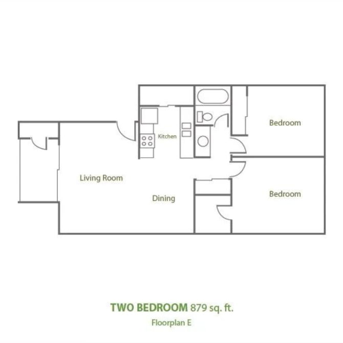 a floor plan of two bedroom apartment with roommates