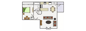 a floor plan of a house with a bedroom and a living room